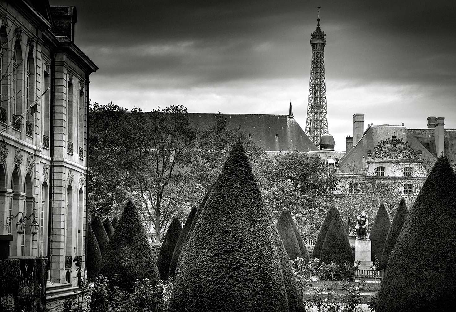 Eiffel Tower through  Rodin garden
